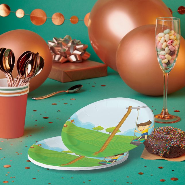 Plato De Papel Niños En El Parque (Subido por el creador)