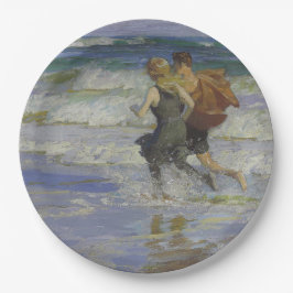 Plato De Papel Niños en la playa (por Edward Henry Potthast)