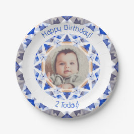 Plato De Papel Niños Feliz cumpleaños Vibrante Estrella Azul Edad