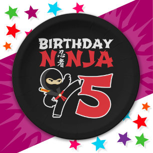 Plato De Papel Niños Fiestas de 5 años Karate Ninja Quinto cumple
