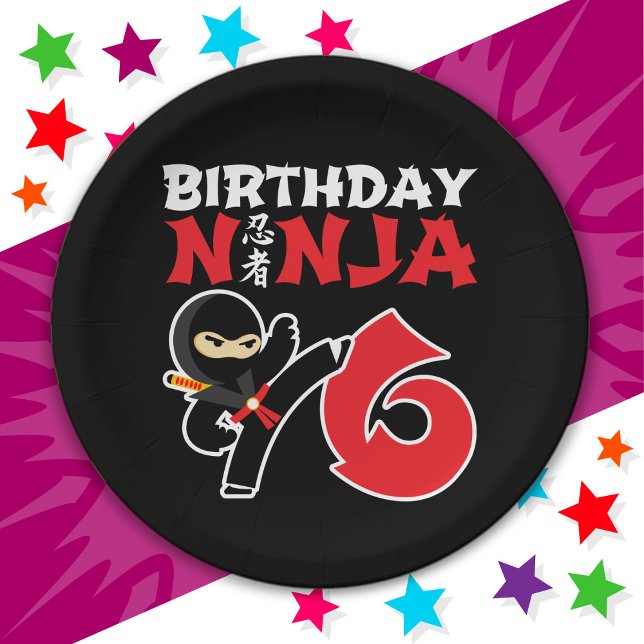 Plato De Papel Niños Fiestas de 6 años Karate Ninja 6º cumpleaños (Subido por el creador)