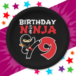 Plato De Papel Niños Fiestas de Ninja Karate de 9 años Novena Cum