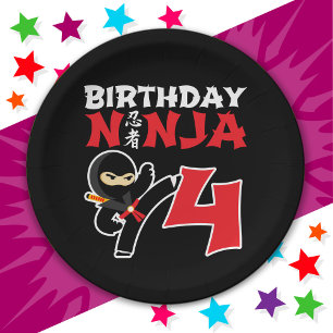 Plato De Papel Niños Fiestas Karate Ninja de 4 años