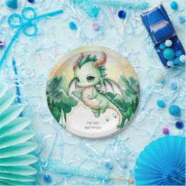 Plato De Papel Niños míticos Dragon Cumpleaños