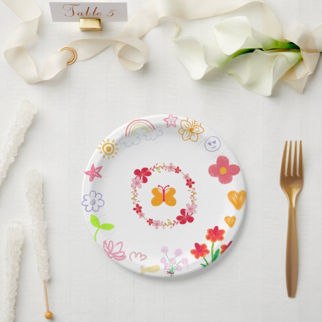 Plato De Papel Niños morados amarillos Fiestas de cumpleaños (Boda)