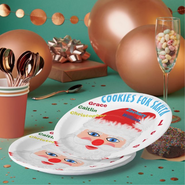 Plato De Papel Niños nombran cookies para Santa (Multi)