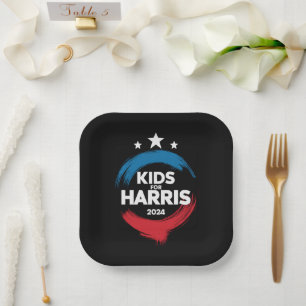 Plato De Papel Niños Para Harris Presidente Niños Aman a Kamala H