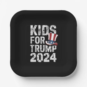 Plato De Papel Niños Para Trump Elección USA 2024