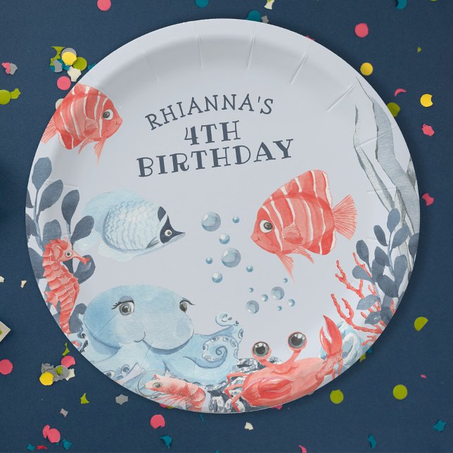 Plato De Papel Niños personalizados bajo el mar (Subido por el creador)