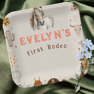 Plato De Papel Niños Rodeo Cowboy Rustic Western
