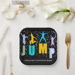 Plato De Papel Niños Saltan y Juegan Trampoline Cumpleaños Bash