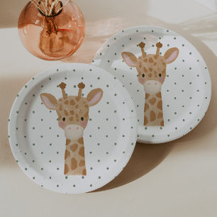 Plato De Papel Niños Salvajes Safari Jirafa Lunares