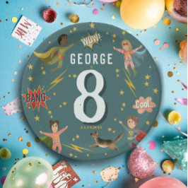 Plato De Papel Niños Superhéroes modernos de Guay Niños Cumpleaño