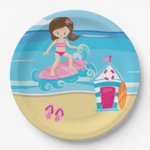 Plato De Papel Niños surfistas