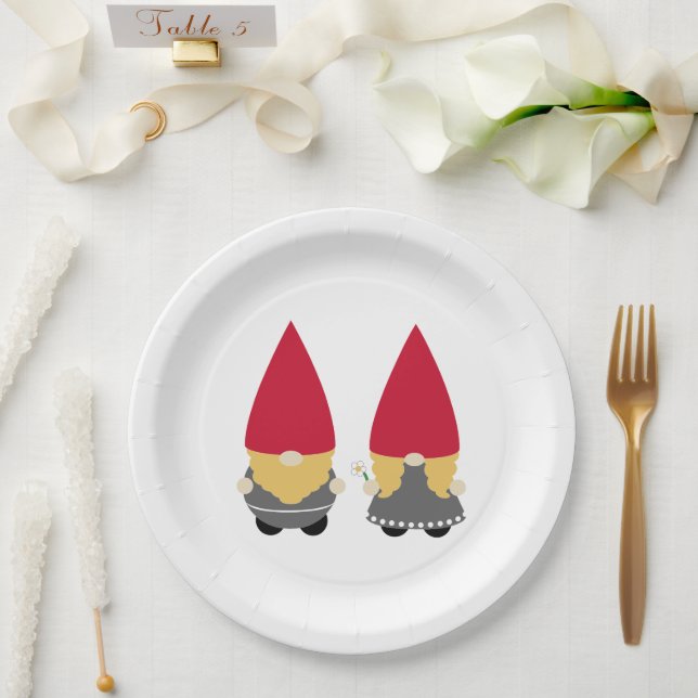 Plato De Papel Nisse Tomte Gnome (Boda)