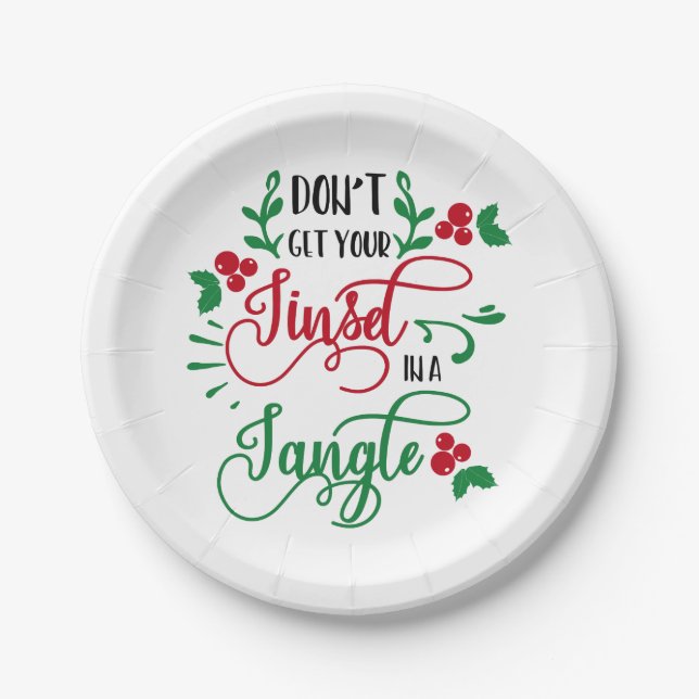 Plato De Papel no consigas tu mejillón en un Navidad enmarañado (Anverso)