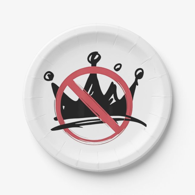 Plato De Papel No hay reyes en Estados Unidos 2025 4 de julio (Anverso)