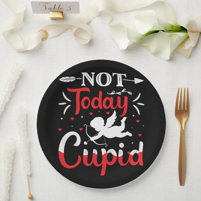 Plato De Papel No Hoy Un El día de San Valentín Divertido Y Cupid (Boda)