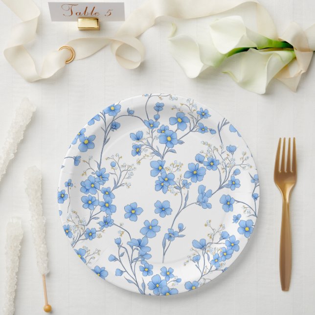 Plato De Papel No me olvides floral sin costuras (Boda)