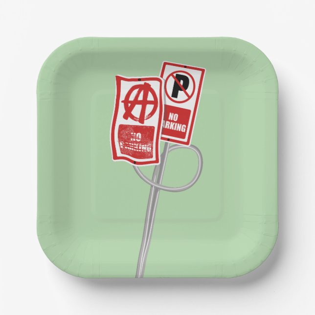 Plato De Papel No parking anarchy sign (Anverso)