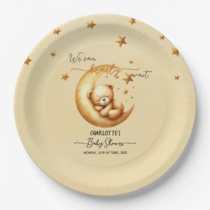 Plato De Papel No Podemos Esperar Cute Oso de Bebé Baby Shower