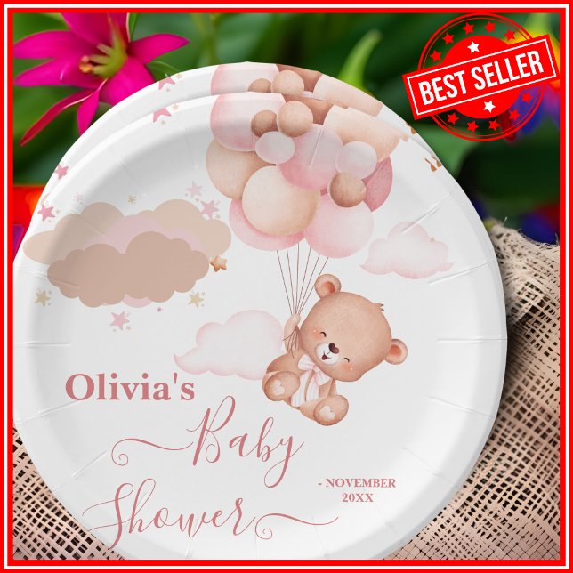 Plato De Papel No Podemos Esperar Más Fiesta de Bebé Niña Rosa (Subido por el creador)