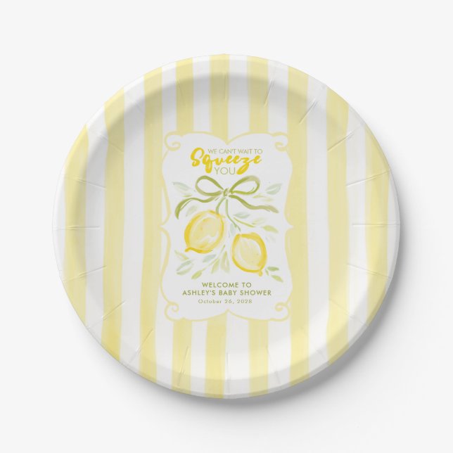 Plato De Papel No podemos esperar para exprimirte limones y lazo (Anverso)