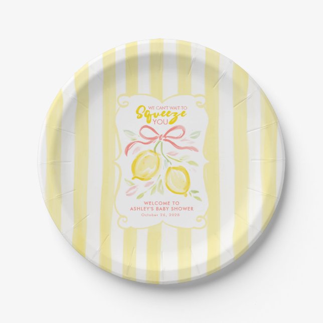 Plato De Papel No podemos esperar para exprimirte limones y lazo (Anverso)