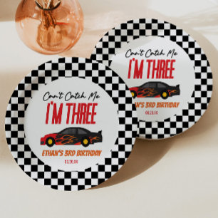 Plato De Papel No puedo atraparme a Fiesta de tercer cumpleaños