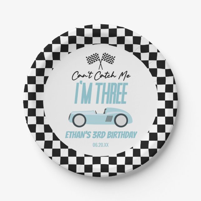 Plato De Papel No puedo atraparme Fiesta de tercer cumpleaños (Anverso)