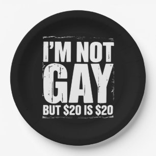 Plato De Papel No soy gay pero $20 son $20 divertido LGBTQ