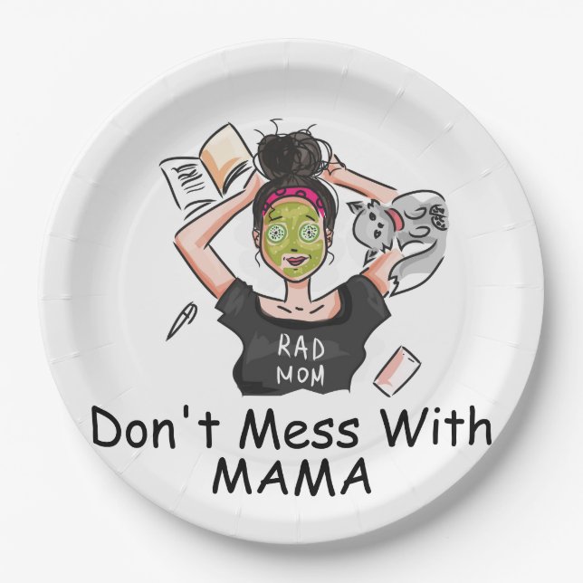 Plato De Papel No te metas con mamá (Anverso)