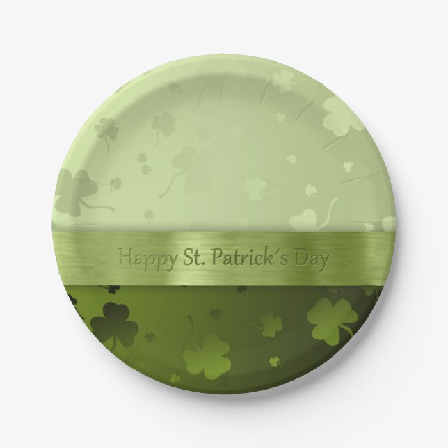 Plato De Papel Noble St. Patrick's Day Shamrock - Placa de papel (Anverso)