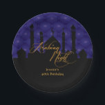 Plato De Papel Noche árabe, 40.o cumpleaños placa de papel de 7<br><div class="desc">Noche árabe,  40.as placas del cumpleaños. Artículos más a juego disponibles en la tienda de Zazzle de los Metro-Acontecimientos y Metro-Event.com</div>