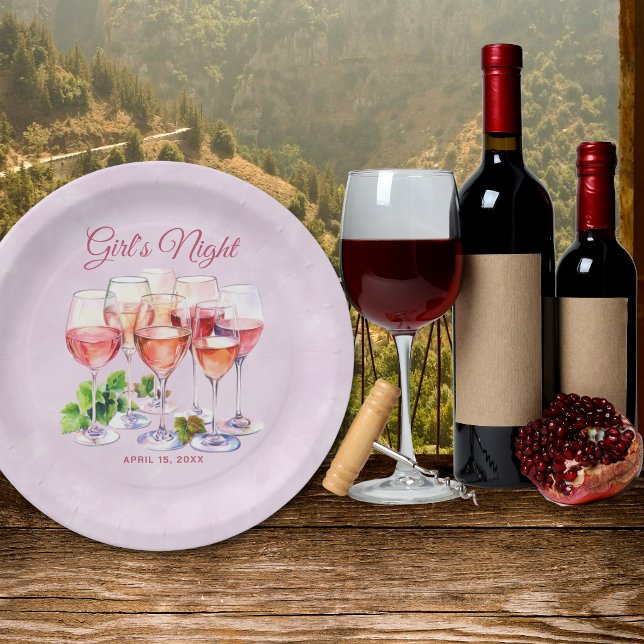 Plato De Papel Noche de chicas rosadas vino  (Subido por el creador)