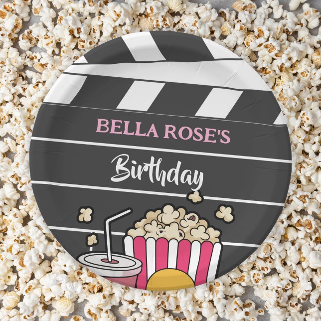 Plato De Papel Noche de Cine Cumpleaños para Niñas (Subido por el creador)