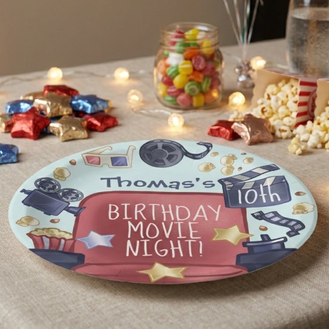 Plato De Papel Noche de cine de cumpleaños (Subido por el creador)