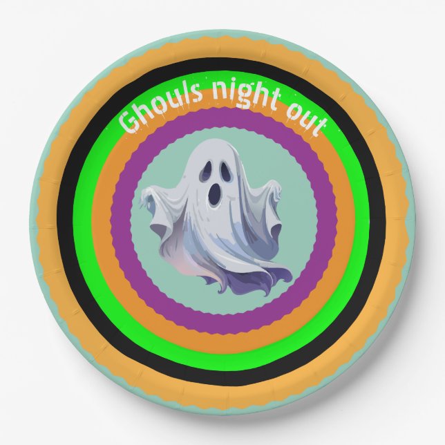 Plato De Papel Noche de fantasmas de Halloween  (Anverso)