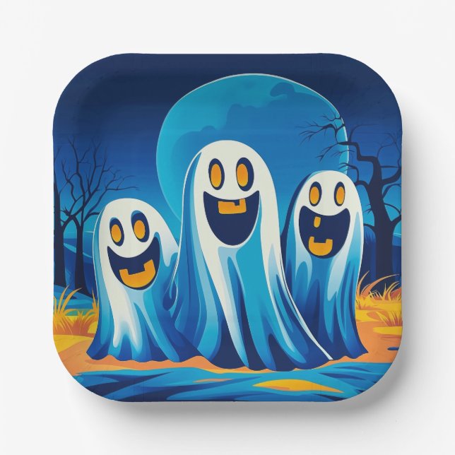 Plato De Papel Noche de Halloween (Anverso)