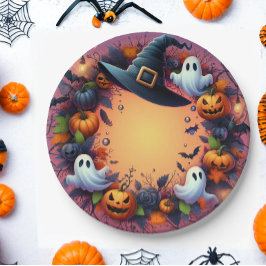 Plato De Papel Noche de Halloween encantada