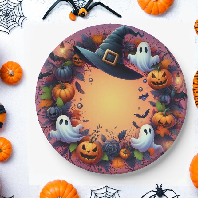 Plato De Papel Noche de Halloween encantada (Subido por el creador)