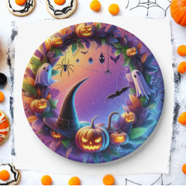 Plato De Papel Noche de Halloween encantada - Placas de papel fes