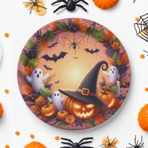 Plato De Papel Noche encantada - Placas de papel de Halloween fes