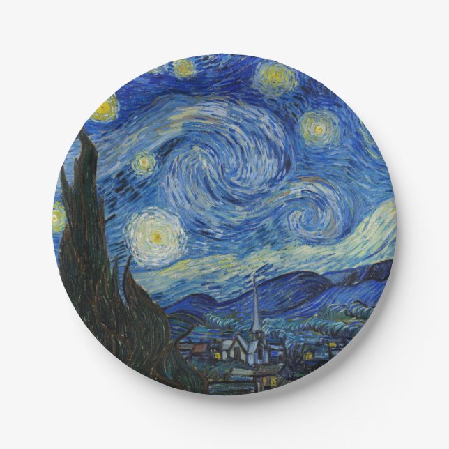 Plato De Papel Noche estrellada, 1889, por Vincent van Gogh (Anverso)