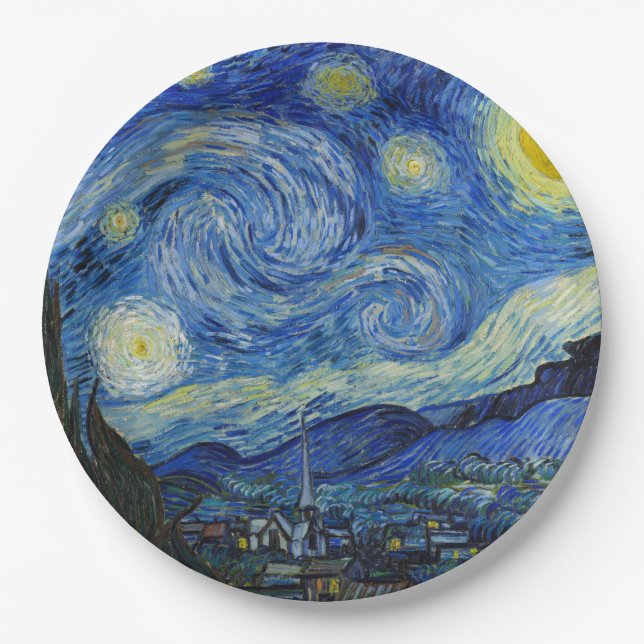 Plato De Papel Noche estrellada, 1889, por Vincent van Gogh (Anverso)