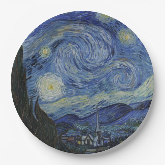 Plato De Papel Noche estrellada de Vincent Van Gogh (Anverso)