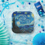 Plato De Papel Noche estrellada de Vincent van Gogh<br><div class="desc">Noche estrellada,  famosa pintura de Vincent van Gogh</div>