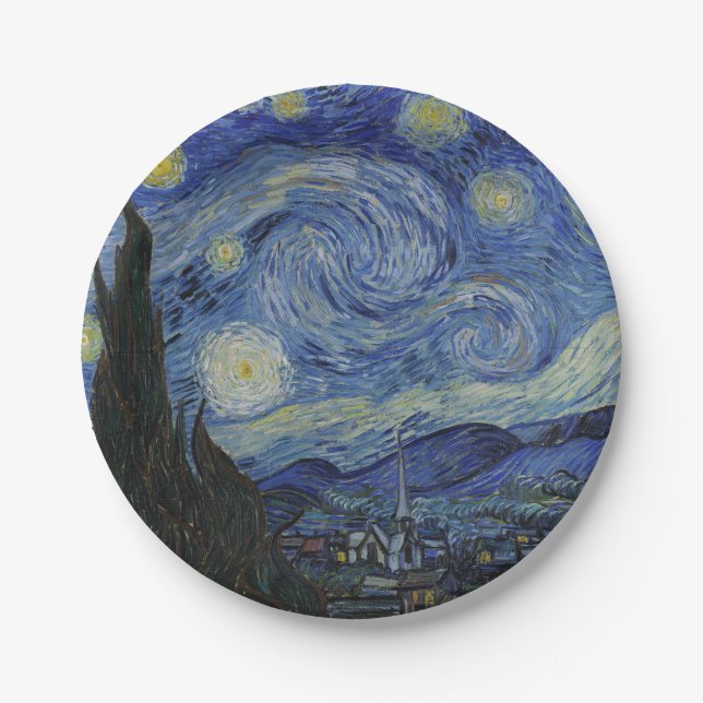 Plato De Papel Noche estrellada de Vincent van Gogh - 1889 (Anverso)