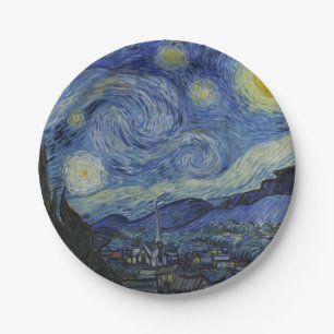 Plato De Papel "Noche estrellada" por Van Gogh