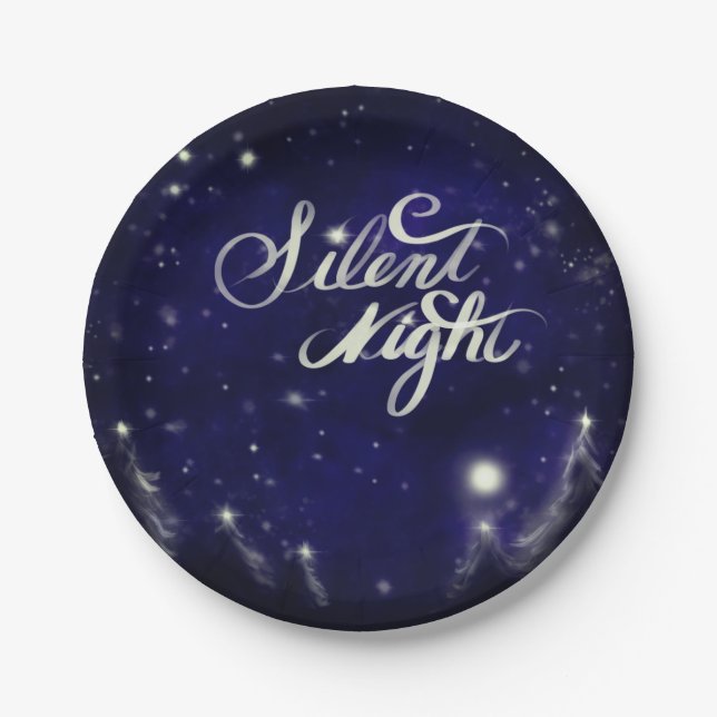 Plato De Papel Noche silenciosa, noche sagrada - Escena brillante (Anverso)